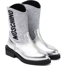 Tyg Kängor Barnskor Moschino Moschino Kids Logo glitter leather cowboy boots silver