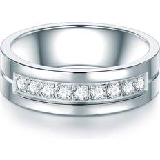 Wood Rings Trilani Tresor 1934 Women's Ring Ring for Ladies in stainless Steel Cubic zirconia white in Brillant's cut Memory Ring with Zirconium Commitment Ring with