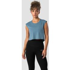Stål Linnen ICANIWILL Stride Cropped Tank Wmn Steel Blue
