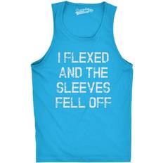 Men - Turquoise Tank Tops Crazy Dog T-Shirts Mens Flexed and The Sleeves Fell Off Tank Top Funny Sleeveless gym Workout Turquoise
