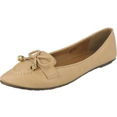 White Ballerinas Spot On UK 4, Powder Beige Ladies Smart Ballet Flat Cream