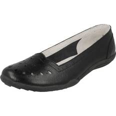 Down To Earth UK 5, Black Ladies Down To Earth Flat Comfort Ballerina Shoes