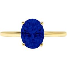 Eternity Rings - Gold Clara Pucci 2.0ct oval cut simulated blue sapphire 14k yellow gold anniversary engagement ring 7.75