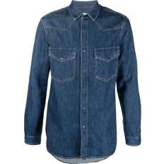 Valentino Denim Skjorta Med Kontrastsömn - Blå
