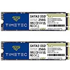 TIMETEC 256 GB x 2 2 Stück SSD 3D NAND TLC SATA III 6 Gb/s M.2 2280 NGFF 128 TBW Lesegeschwindigkeit bis zu 550 MB/s SLC Cache Performance Boost interne SSD für PC Computer Laptop und Desktop