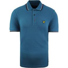 Turquoise Polo Shirts Lyle & Scott Mens Tipped Petrol Teal Regular Fit Polo Shirt Blue