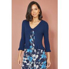 Cardigans Yumi Navy Tie Up Ribbed Cardigan With Frill Hem