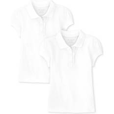 Polo Shirts The Children's Place The Children's Place Girls Short Sleeve Ruffle Pique Polo,White Pack,M 7/8