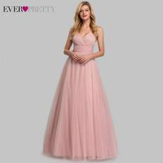 Ever-Pretty burgundy Cute Pink Bridesmaid Dresses For Women Ever Pretty EP07905PK A-Line V-Neck Tulle Sparkle Wedding Guest Dresses Sukienki Weselne