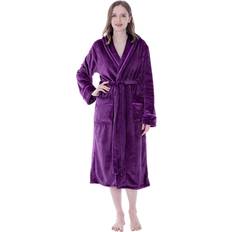 Purple - Women Robes PAVILIA Plush Robe For Women Purple, Fluffy Soft Bathrobe Luxurious Fuzzy Warm Spa Robe, cozy Fleece Long Robe Satin Trim, Large-X-Large