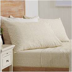 Great Bay Home Stripe Printed Ultra-Soft Microfiber Wrinkle Evette Bed Sheet Beige