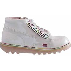 Kickers Childrens Unisex Hi Classic Kids White Boots Patent Leather