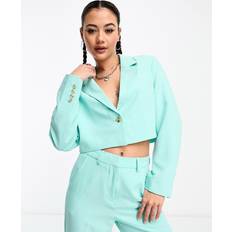 Dame - Turkis Blazere JJXX Cropped Turkis Blazer - Blå