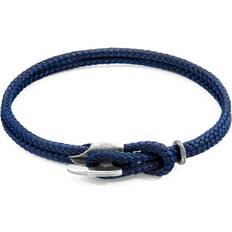 Ancre Bracelets Anchor & Crew Navy Blue Padstow Silver and Rope Bracelet Navy Blue, 19cm