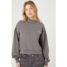 Forever 21 Women Sweaters Forever 21 Women's New York Mock Neck Pullover in Grey Grey