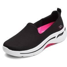 Sport Shoes Skechers Women's Performance GO Walk Arch FIT-Grateful Sneaker, Black/Hot Pink, Wide