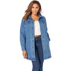 Outerwear Jessica London Plus Women's Denim Jacket in Stonewash Size W Tunic Length Jean Jacket