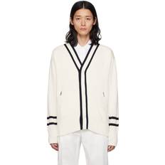 Moncler Herren Cardigans Moncler White Appliqué Cardigan 002 WHITE