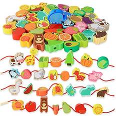BMTOYS Wooden Educational Montessori Threading Learning Toys For 3 Year Olds Toddler Preschool Activities Stringing Toys For Toddlers Boys Girls