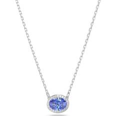 Crystal Necklaces Swarovski Constella necklace, Oval cut, Blue, Rhodium plated