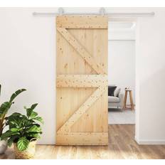 Doors vidaXL Sliding Door Barn Door with Hardware Set Wood Pine (x210cm)