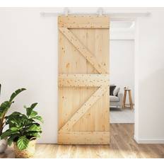 vidaXL Sliding Door Barn Door with Hardware Set Wood Pine (x210cm)