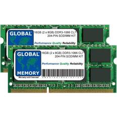 Global Memory 16GB 2 x 8GB DDR3 1066MHz PC3-8500 204-PIN SODIMM RAM KIT FOR MACBOOK & MACBOOK PRO 13" MID 2010