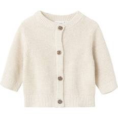 3-6M Trøjer Børnetøj Name It Baby Waffle Knitted Cardigan - Peyote Melange (13227357)