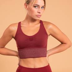 Yoga Reggiseni Kimjaly Women's Yoga Cropped Sports Bra Burgundy