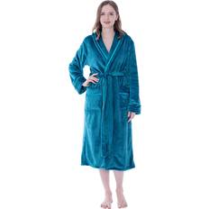 Turquoise - Women Sleepwear PAVILIA Plush Robe For Women Turquoise Teal Blue Fluffy Soft Bathrobe Luxurious Fuzzy Warm Spa Robe, cozy Fleece Long Robe Satin Trim, 2XL3XL