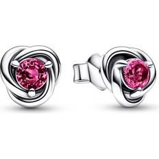 Pink Earrings Pandora October Birthstone Eternity Circle Stud Earrings - Silver/Pink