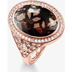 Pink Rings Thomas Sabo Rose Gold Oval Smokey Quartz Cubic Zirconia Ring TR2022-441-2-54 Brown