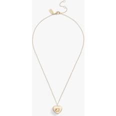 Coach Heart Boxed Gold-Tone Pendant Necklace Cream