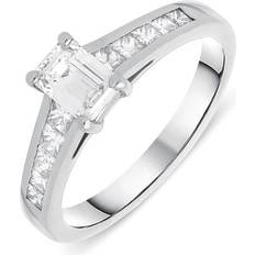 Platinum Rings Sole Platinum 0.80ct Diamond Emerald Cut Graduating Ring