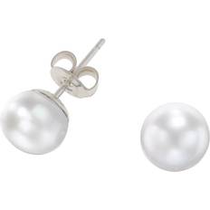 Natural Earrings Dower & Hall Freshwater Pearl Stud Earrings, White/Silver