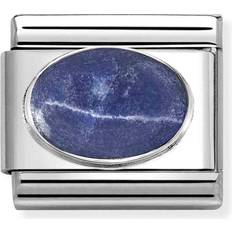 Matte Charms & Pendants Nomination Classic Silver Sodalite Stone Charm