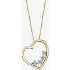 Diamond Necklaces T.H.Baker 9ct Two Colour Gold 0.02ct Diamond Open Heart Necklace P4218YW/02C-10