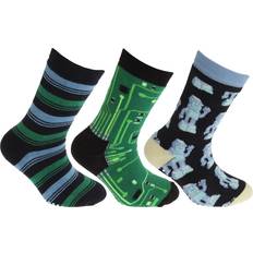 Girl Underwear Floso Retro Gripper Socks 3 Pairs Green 12-3.5