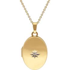 Trendor 15540 Medaillon mit Diamant Gold 585/14K an vergoldeter Silberkette