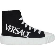 Versace Sneakers Versace High Top Knit Sneakers W/ Logo