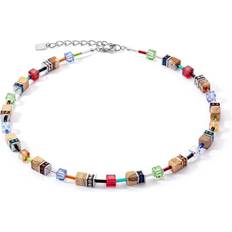 Læder Halskæder Coeur de Lion LUXE GEOCUBE Necklace Landscape Jasper Multicolour