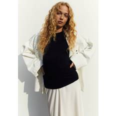 MAMA Black MAMA Ribbed jersey top