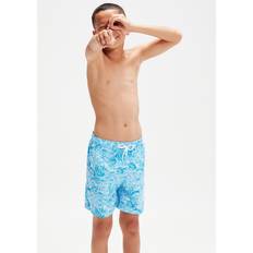 Swim Shorts Speedo Boys' Printed 15" Swim Shorts Blue/White