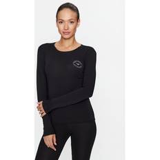 Emporio Armani Organic Tops Emporio Armani Women's Long Sleeves T-Shirt Essential Studs Logo, Black