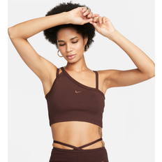 Stof Toppe Nike Asymmetrisk Sportswear Everyday Modern-kort tanktop til kvinder brun EU 48-50