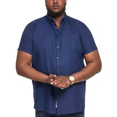 Fabric - Men Shirts D555 Mens D555 Big & Tall Navy Blue Short Sleeve Oxford Shirt Big & Tall