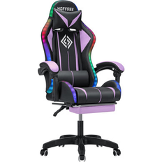 Gaming Chairs Hoffree Hoffree RGB PC & Racing Game Chair w/ Massage & Bluetooth Faux Leather in Black/Indigo, Size 51.57 H x 16.93 W x 17.72 D in Wayfair Black/Indigo