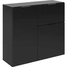 Armarios de Pared FMD Cómoda Con Cajón Y Puertas Negro 89.1 x 31.7 x 81.3 cm Armario de Pared