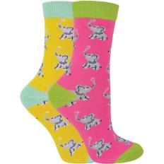 Elephants Children's Clothing Miss Sparrow Pack Girls Bamboo Animal Patterned Socks Elephants Multicolour Cotton 7-10Y