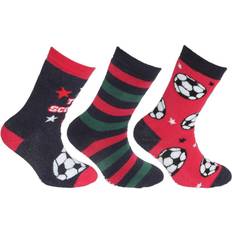 Girl Underwear Floso Retro Gripper Socks 3 Pairs Red 6-8.5